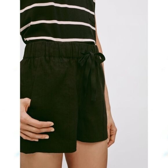 Aritzia Babaton Size Medium Bastien Linen Short Black - Picture 1 of 6